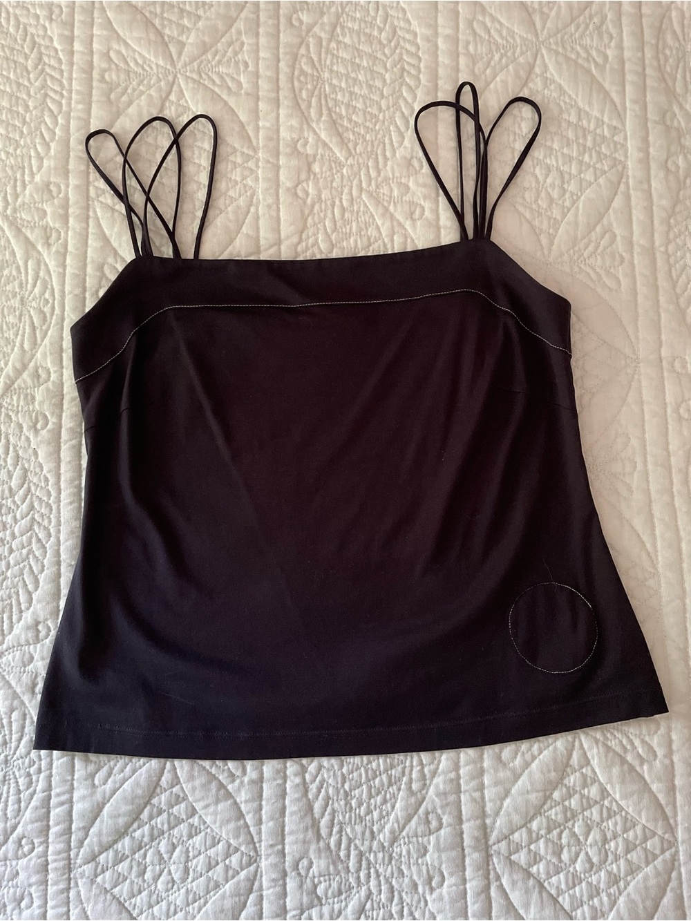AKRIS Punto Bergdorf Goodman Black Strappy Womens Matte Cotton Tank Top Size 10